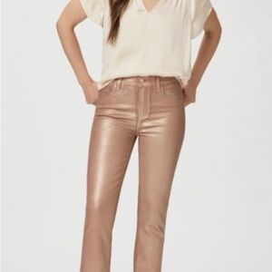 PAIGE Pink Champagne Shimmering Pink Ankle Jeans